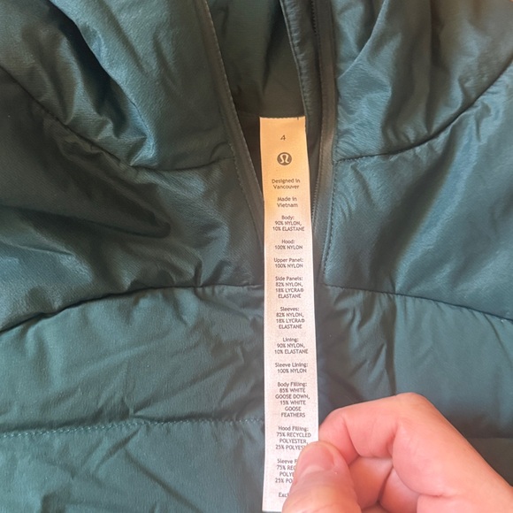 Authentic Lululemon athletica down for it all hood jacket women’s puff - Picture 2 of 4
